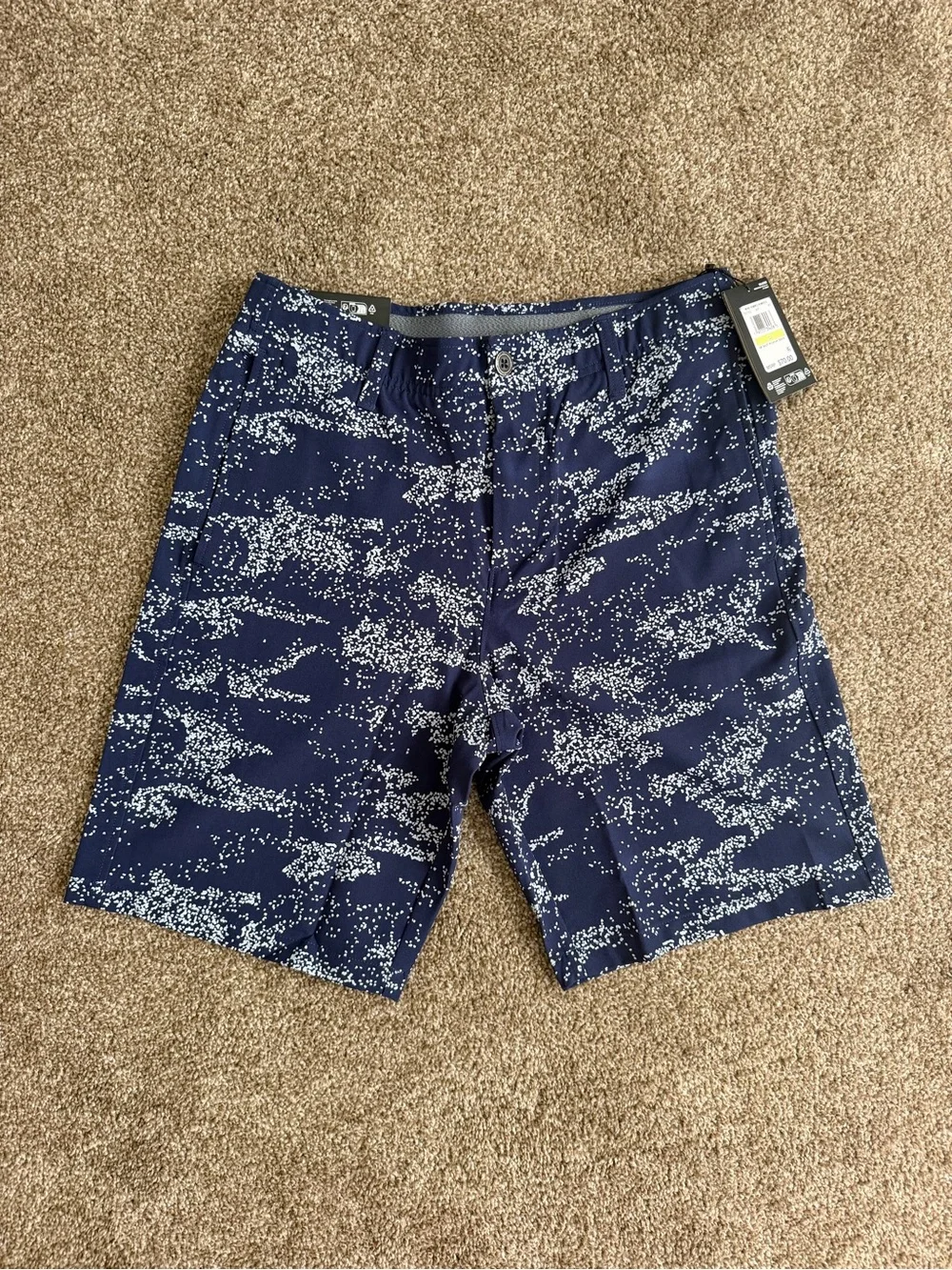 Under Armour Navy Blue and Light Blue Printed Golf Shorts